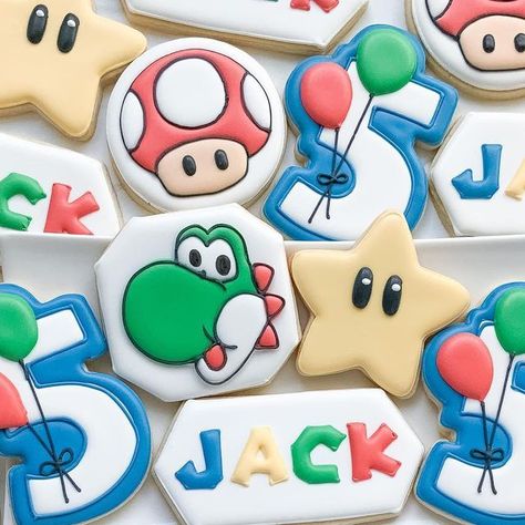 Fancy Yancy Cookie Co. on Instagram: "Apparently I missed Mario Day 😂 but I loved these so much I had to share! • • • • #mariopartycookies #yoshicookies #fancyyancycookieco #houstoncookies #cookiedecorating #houstoncookiebaker #customcookieshouston #decoratedcookieshouston" Yoshi Cookies Decorated, Super Mario Brothers Cookies, Super Mario Cookies Decorated, Yoshi Cookies, Mario Cookies Decorated, Mario Brothers Cookies, Mario Cookies, Mario Brother, Mario Day