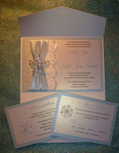 Winter Wedding Invitation with Raised Thermography Printing (sample) -"  Winter Frost " Winter Wedding Stationery, Silver Glitter Wedding Invitations, Invitations Quinceanera, Winter Invitations, Silver Wedding Invitations, Diy Invitation, Glitter Wedding Invitations, Glitter Invitations, Trendy Wedding Invitations