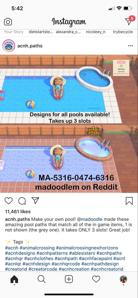 Animal Crossing Pool Code, Animal Crossing Pool Design Code, Acnh Pool Tile Code, Acnh Pool Area Ideas, Diy Path, Pool Tile Designs, Path Design, Island Theme, Animal Crossing Qr Codes Clothes