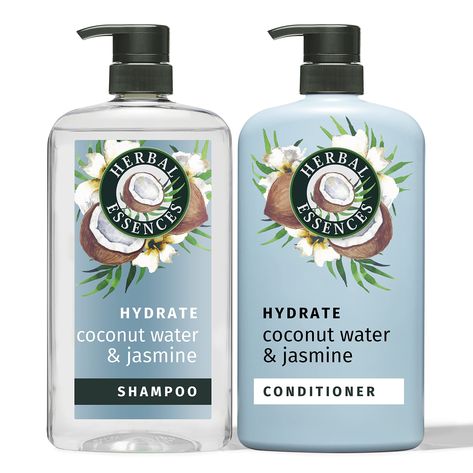 PRICES MAY VARY. GET MORE HYDRATION: Use in your routine for a boost of moisture in your hair MADE WITH AN INFUSED BLEND: Coconut water, jasmine, and aloe vera all together in one formula DERMATOLOGIST-TESTED: Gentle enough for daily use, this shampoo and conditioner are also certified PETA cruelty-free THE PERFECT PAIR: This shampoo and conditioner combo is sure to give your hair the hydration it deserves FEEL WHAT’S REAL: When the ingredients are real, you feel it Herbal Essence Shampoo, Shampoo And Conditioner Set, Herbal Essences, Sulfate Free Shampoo, Hair Care Shampoo, Shampoo Conditioner, Coconut Water, Dry Hair, Peta