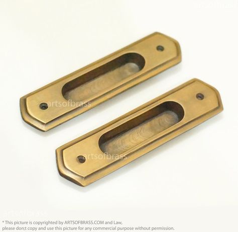 Pocket Door Handles, Sliding Pocket Door, Pocket Door Pulls, Retro Cabinet, Custom Front Doors, Sliding Pocket Doors, Cabinet Drawer Handles, Brass Knob, Pocket Door