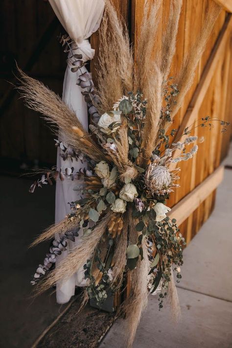 Boho Spray from a Rustic Boho Wedding on Kara's Party Ideas | KarasPartyIdeas.com Balloon Photo Booth, Boho Floral Decor, Turlock California, Balloon Photo, Lantern Decor Wedding, Boho Basket, Rustic Boho Wedding, Macrame Backdrop, Arch Flowers