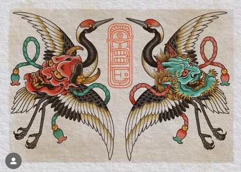 Traditional Japanese Tattoo Flash, Samurai Tattoo Sleeve, Chest Tattoo Drawings, Crane Tattoo, Japan Tattoo Design, Samurai Artwork, Japanese Drawings, Traditional Japanese Tattoos, Asian Tattoos