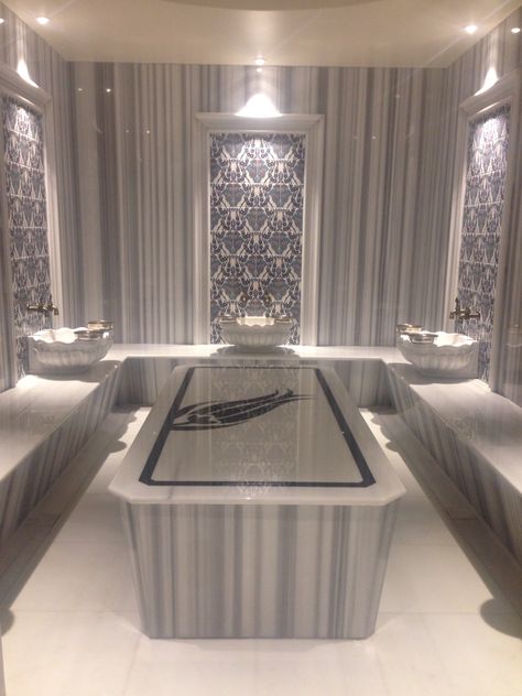 Spa @mercuretopkapihotel turkishbath. This my new baby :)  Hamam Hammam Bathroom, Spa Bedroom, Steam Shower Cabin, Massage Room Design, Turkish Bathroom, Spa Room Decor, Spa Interior Design, Bathroom Plan, Small House Elevation Design