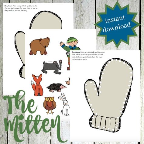 The Mitten Animals Free Printable, The Mitten Book Activities, Preschool Letter M, January Projects, Visual Schedule Preschool, Preschool January, Storybook Crafts, Preschool Freebies, January Activities