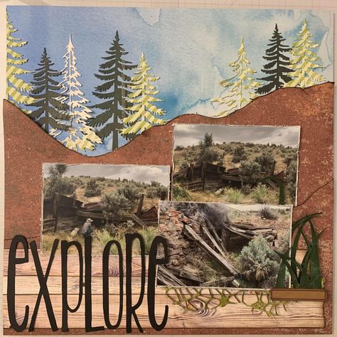 Hiking Scrapbook, Scrapbooking Alaska, Nature Scrapbook, Camping Scrapbook, Scrapbook Planning, Fall Scrapbook Layouts, Scrapbooking Layouts Travel, Cruise Scrapbook, Travel Scrapbook Pages