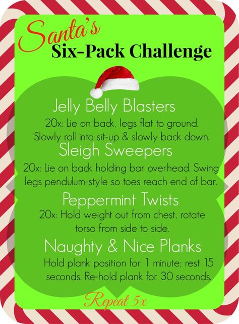 'Tis the season for a six-pack! Restore your core with Santa's Six-Pack Challenge a fun & festive #WOD I created for @Core Power high protein shakes. Gifts Under Tree, Themed Workouts, High Protein Shakes, Belly Blaster, Christmas Workout, Holiday Workout, Winter Workout, Running Gifts, Kitchen Surfaces