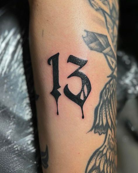 Lucky number 13 🖤  Tatted by @santanainkk  Soho, Union Square, and Williamsburg  11AM-9PM 7 DAYS A/W… 🕘 WALK-INZ OR BOOK ONLINE...📕 TATTOOS & PIERCINGS, NO ATTITUDE, NO MISERABLE HOOPS TO JUMP THROUGH...🚫 WALK-INZ WELCOME OR BOOK ONLINE AT ⚔️livebytheswordtattoo.com⚔️ . . . . #livebythesword #13tattoo #lucky13 #13 #luckynumber13 #nyctattooshop Number 13 Tattoos, Lucky Number 13, 13 Tattoo, Nyc Tattoo, 13 Tattoos, Lucky 13, Number 13, Union Square, Lucky Number