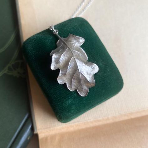 Botanical and nature inspired sterling silver jewellery – Hannah Kyriakou Design Oak Leaf Necklace, Pinecone Pendant, Acorn Necklace, Silver Oak, Detailed Jewelry, Wax Casting, Lost Wax Casting, Small Leaf, Oak Leaf