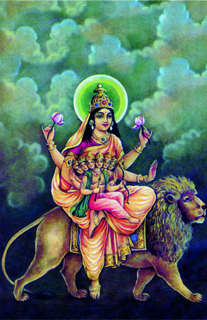 Maa Skandamata, Shardiya Navratri, Shri Ganesh Images, Lord Rama Images, Aadi Shakti, Shakti Goddess, Chakra Art, Indian Art Gallery, Celtic Astrology