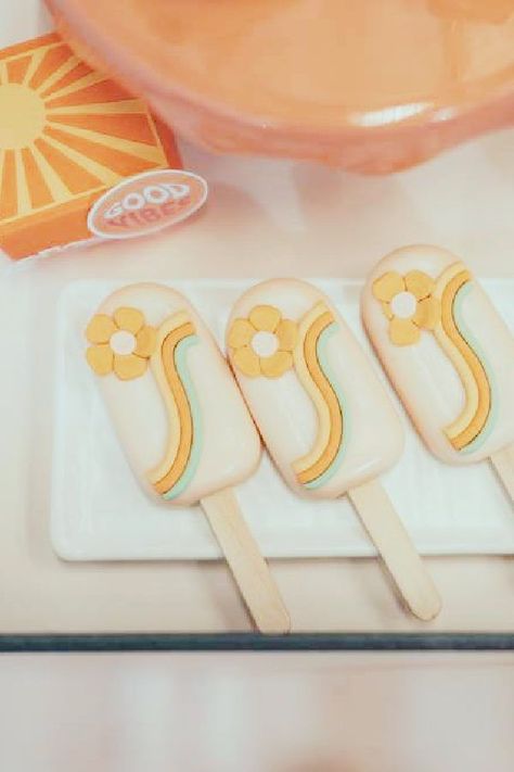 Groovy Cakecicles, Groovy Birthday Cake Pops, 70s Cake Pops, Two Groovy Treats, Groovy One Cake Pops, Groovy Cakesicles, Two Groovy Cake Pops, Groovy Desserts, Groovy Cake Pops