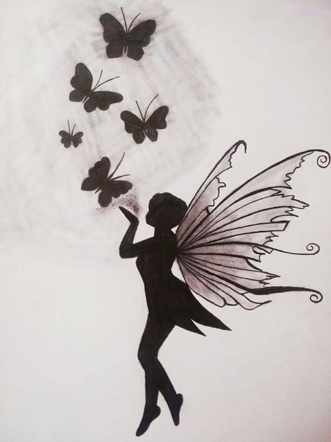 Creative Pencil Drawings, Fly Drawing, Fruit Art Drawings, Unique Butterfly Tattoos, Hand Art Kids, Butterfly Sketch, Line Art Images, Paper Art Design, Fairy Drawings