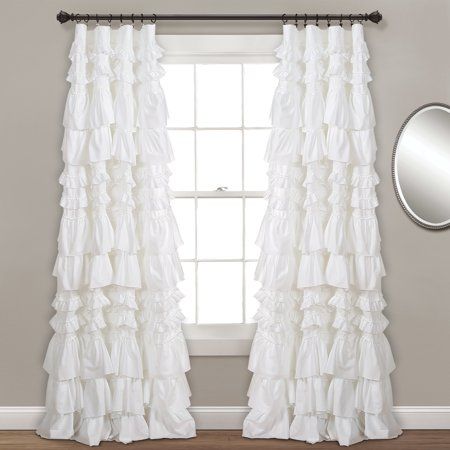 Kemmy Window Curtain Panel, White Drapes And Curtains, Ruffle Curtains, Unique Curtains, Lush Decor, Curtain Material, Rod Pocket Curtain Panels, Curtain Ideas, Rod Pocket Curtains, Colorful Curtains