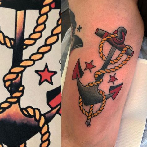 Daniel Norin on Instagram: “Today, #adventurelandtattoo #höganäs #traditionaltattoo #oldschooltattoo #sailorjerry” Sailor Jerry Anchor, Brand New Tattoos, Pearl Tattoo, Sailor Jerry Tattoos, Anchor Tattoo, Sailor Jerry, Traditional Tattoo Flash, Matching Tattoo, Tattoos Gallery