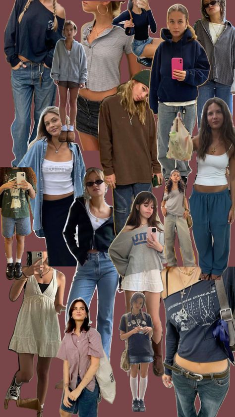 Rory Gilmore Summer Outfits Inspiration, Y2k High Waist Summer Jeans, 90s Inspired High Rise Summer Jeans, Summer Outfits Rockstar Gf, American High Street Style, Spring High-rise Y2k Denim Skirt, High Street Style, Thrift Board, Street Style Summer Outfits