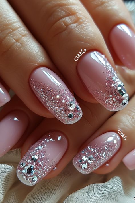 Pink Nails 2024 Nail Ideas Stones, Lavish Nails, Natural Acrylic, Festive Nails, Fashionable Nails, Stone Nail Art, Natural Acrylic Nails, Latest Nail Designs, Acrylic Nail Shapes