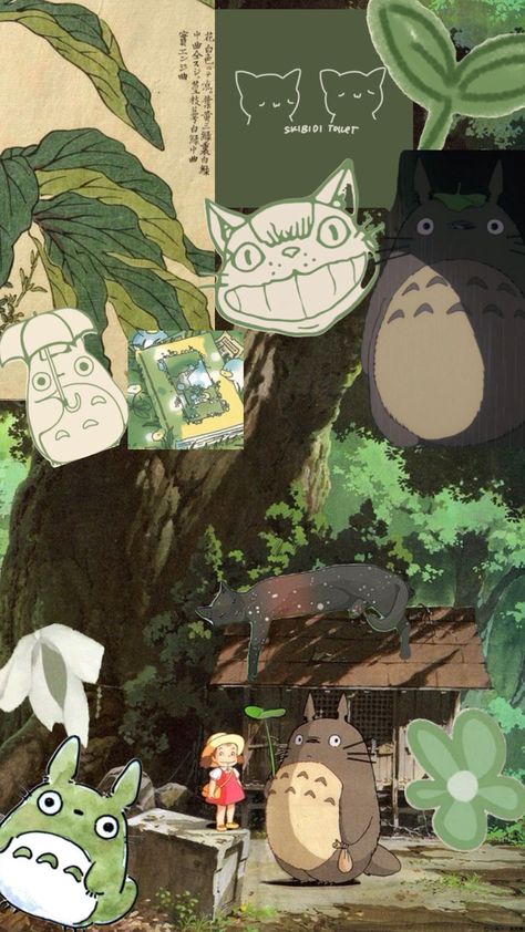 #my neighbor Totoro My Neighbour Toroto Aesthetic, My Neighbor Totoro Wallpaper, Cat Bus Totoro, Neighbour Totoro, Studio Ghibli Poster, Studio Ghibli Background, Ghibli Tattoo, Neighbor Totoro, Studio Ghibli Art