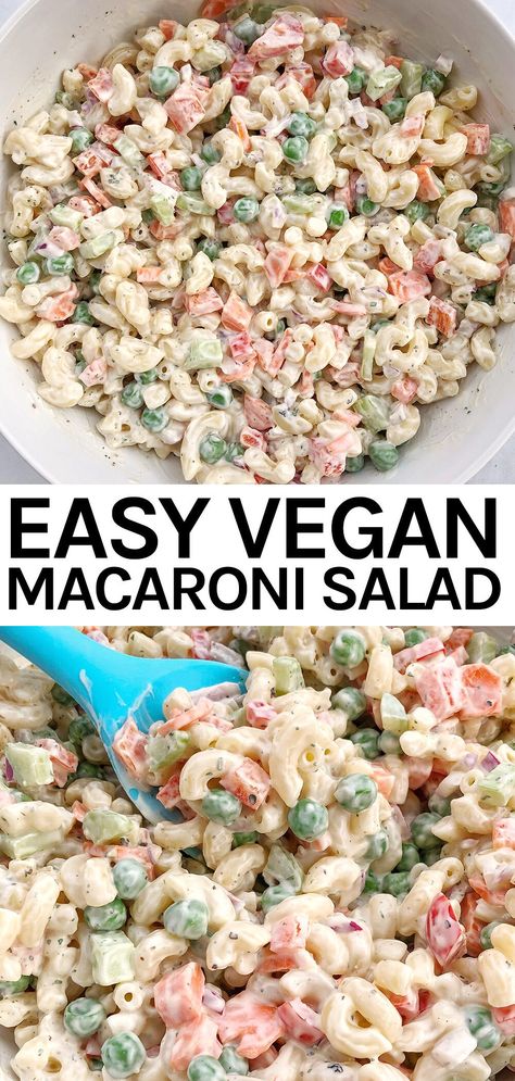 Simple Vegan Macaroni Salad - The Urben Life Vegan Macaroni Salad, Macaroni Pasta Salad, Bbq Potluck, Vegan Potluck, Vegetarian Bbq, Macaroni Recipes, Macaroni Salad Recipe, Macaroni Pasta, Dairy Free Eggs