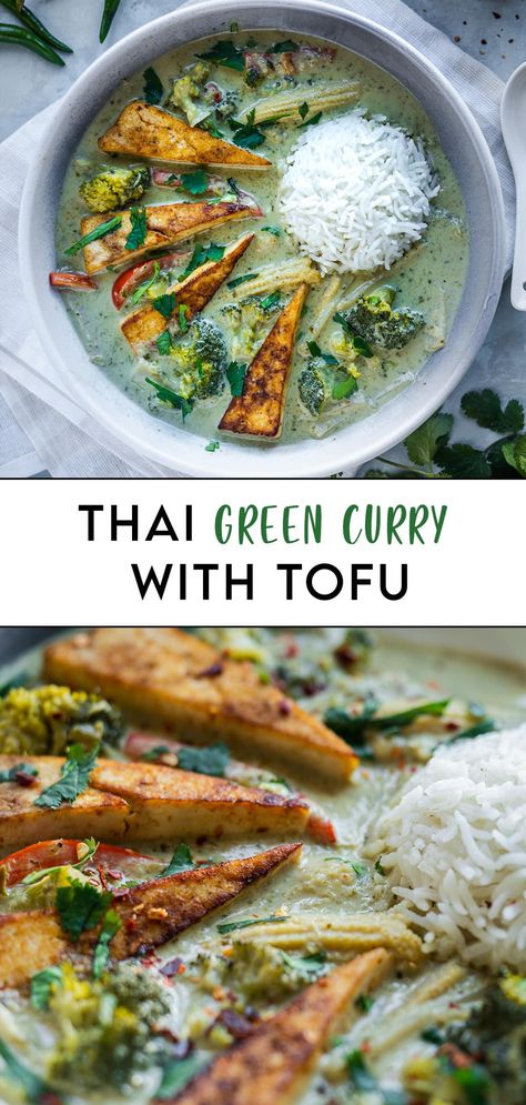 Eating Spicy Food, Tofu Green Curry, Curry With Tofu, Green Curry Recipes, Vegetarian Thai, Tofu Recipes Vegan, Homemade Curry, Dinners Recipes, Yellow Curry