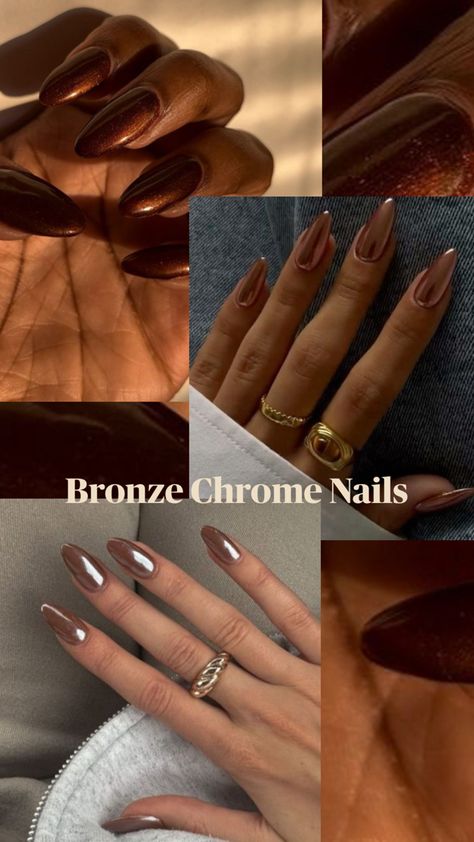 Brown nails, early fall nails, chocolate chrome nails, fall season nails, simple fall nails, fall nails ideas Chocolate Chrome Nails, Nails Early Fall, Chrome Nails Fall, Brown Chrome Nails, Chocolate Chrome, Early Fall Nails, Fall Season Nails, Brown Chrome, Fall Nails Ideas