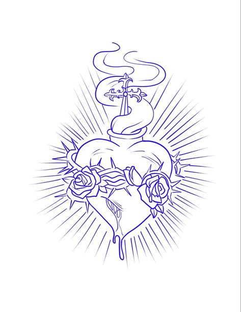 Sacred Heart Tattoo On Chest, Sacred Heart Stencil, Tattoo Outline Drawing Stencil Ideas For Men, Stencil Tattoo Ideas Men, Sacred Heart Tattoo Design, Tattoo Outline Drawing Stencil Ideas, Chest Tattoo Stencils, Sacred Heart Tattoos, Heaven Tattoos