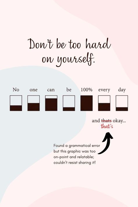 Remember, it's okay to pace yourself. You don't always have to give 100%. Sometimes 80%, 50%, or even 30% is just fine. Be kind to yourself, because every step forward counts.🌟💖 #SelfCare #LifeBalance #goodlife #errors #goodgrammar #grammarpolice #grammarmistakes #lifeofaneditor Pace Yourself, Grammar Police, Good Grammar, Grammar Mistakes, It's Okay, Be Kind To Yourself, Life Balance, Inspire Others, Be Kind