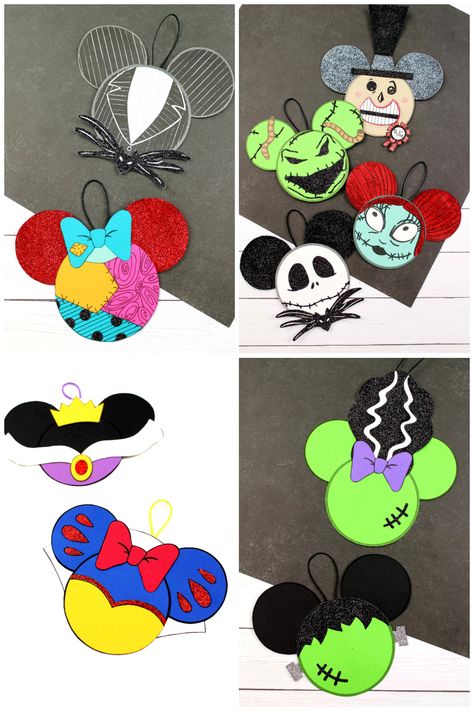 Nightmare Before Christmas Diy Ornaments, Nightmare Before Christmas Ornaments Diy, Diy Nightmare Before Christmas, Diy Jack Skellington, Diy Mickey Mouse Ears, Trip Scrapbook, Ornaments Diy Kids, Interesting Crafts, Nightmare Before Christmas Ornaments