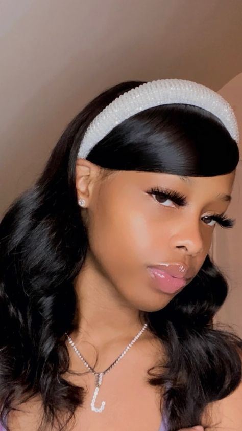 Swoop With Headband, Barbie Hairstyle, Big Box Braids Hairstyles, Flat Iron Hair Styles, Hair Collection, Side Part, Straight Human Hair, Baddie Hairstyles, Natural Hairstyles