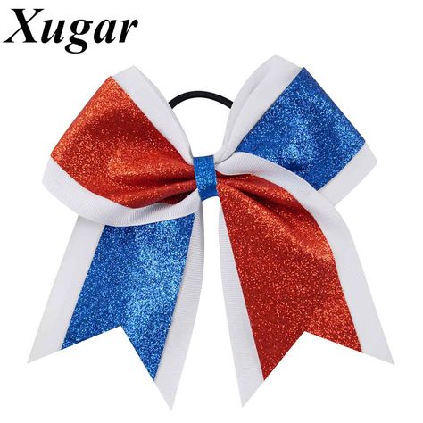 >> Click to Buy << 1 Piece 7 '' Large Glitter Cheer Bow Shiny Red White Blue Patchwork Cheerleading Bow American 4th of July Girls Hair Accessories #Affiliate Jewelry For School, Cheerleading Bow, Custom Cheer Bows, Glitter Cheer Bow, Blue Cheer, Cheer Practice, Pony Tails, Hair Bow Holder, Gold Girl