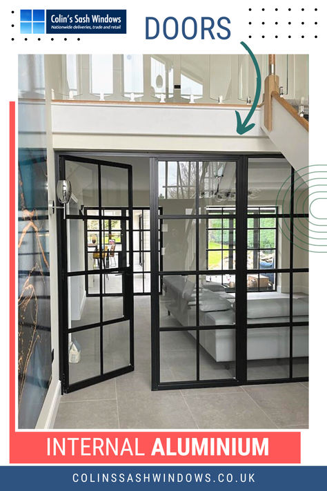 Aluminium internal doors Partition Door, Door Glass Design, Glass Doors Interior, Slim Frame, Sliding Doors Interior, Aluminium Windows, Door Glass, Sash Windows, Aluminium Doors