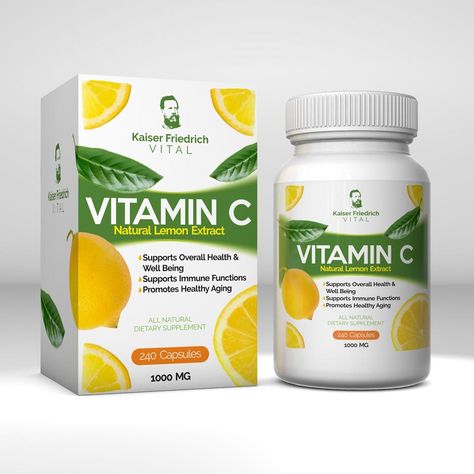 Vitamin C Packaging Design, Vitamin Packaging Design, Vitamin Packaging, Package Designing, Dietary Supplements Packaging, Medicine Box Design, Health Products Packaging, Product Package Design, Supplement Packaging