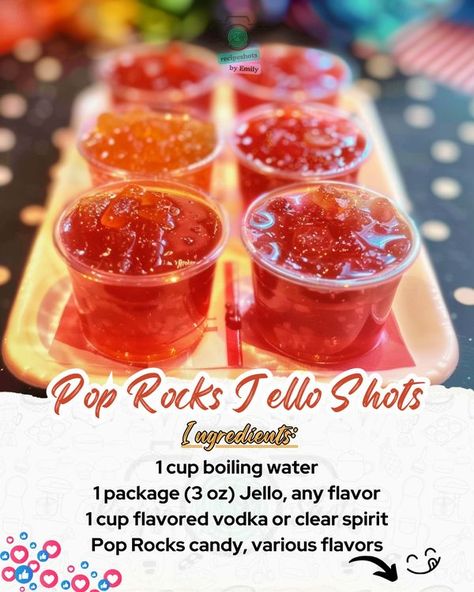 4th Of July Shots Jello, Pop Rock Jello Shots Vodka, Jello Shots With Pop Rocks, Pop Rocks Jello Shot Recipes, Game Day Jello Shots, Jello Shot Charcuterie Board, Pop Rock Jello Shots, 4th Of July Jello Shots With Alcohol, Pop Rocks Jello Shots