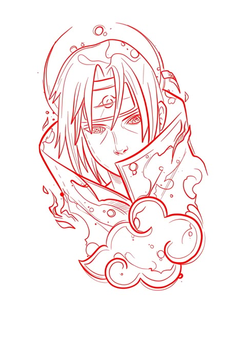 Itachi Tattoo Stencil, Itachi Stencil, One Piece Tattoo Stencil, Growing Out Bob Haircut, Naruto Stencil, Braids Drawing Tutorial, Anime Tattoo Stencil, Itachi Uchiha Drawing, Anime Stencil