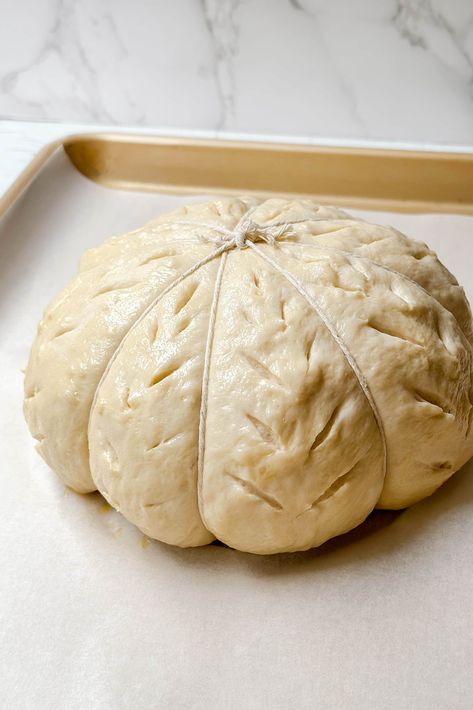 This Pumpkin Shaped Bread is a delicious, soft, tender, slightly sweetened bread that's perfect during the autumn months and is easier to make than you might imagine. And time? That's easy too; it's ready in about one hour! Pumpkin Shaped Bread, Shaped Bread, Bread Shaping, Pumpkin Bread Recipe, Homemade Pumpkin, Sourdough Recipes, Bread Recipes Homemade, Instant Yeast, Pumpkin Bread