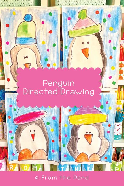 Winter Directed Drawing For Preschool, Winter Directed Drawing Kindergarten, Penguin Directed Drawing Preschool, Directed Drawing Winter For Kids, Directed Drawing Penguin, Snowman Directed Drawing For Kids, Winter Guided Drawing For Kids, Penguin Directed Drawing For Kids, Directed Drawings For Kindergarten