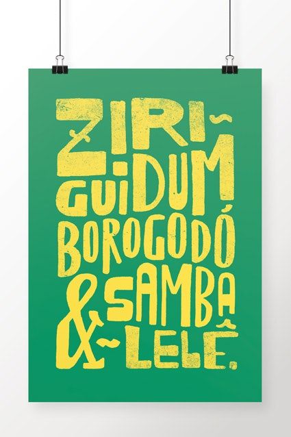 Nosso Brasil brasileiro chega cheio de ziriguidum, borogodó e sambalelê, como manda o figurino. Essa terra boa e gostosa, sinônimo de pluralidade, merece muitas e muitas homenagens. Typography Linocut, Brazil Art, City Of God, Bold Branding, Aesthetic Fonts, Rock In Rio, Guerilla Marketing, 36 Days Of Type, Type Posters