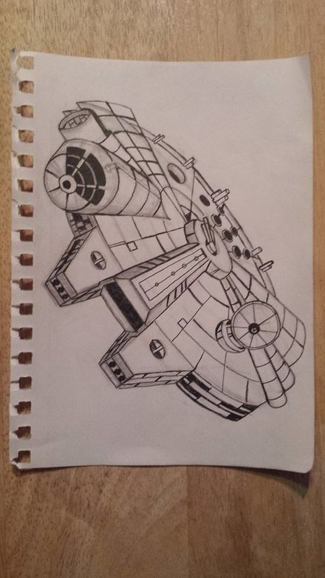 Star Wars Ship Drawing Easy, Starwars Sketches Easy, Sketchy Alleyway, Millenium Falcon Drawing, Millennium Falcon Drawing, Star Wars Drawings Pencil, Star Wars Sketches Easy, Starwars Art Drawing, Star Wars Art Drawings Easy