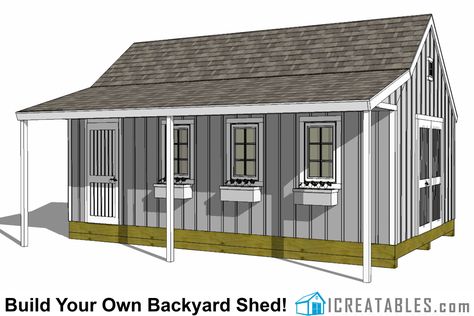 Shed Plans With Porch | Build Your Own Shed With A Porch 12x24 Shed, 12x20 Shed Plans, Shed Design Plans, Shed Blueprints, Shed With Porch, Shed Ideas, Free Shed Plans, Custom Sheds, Porch Plans