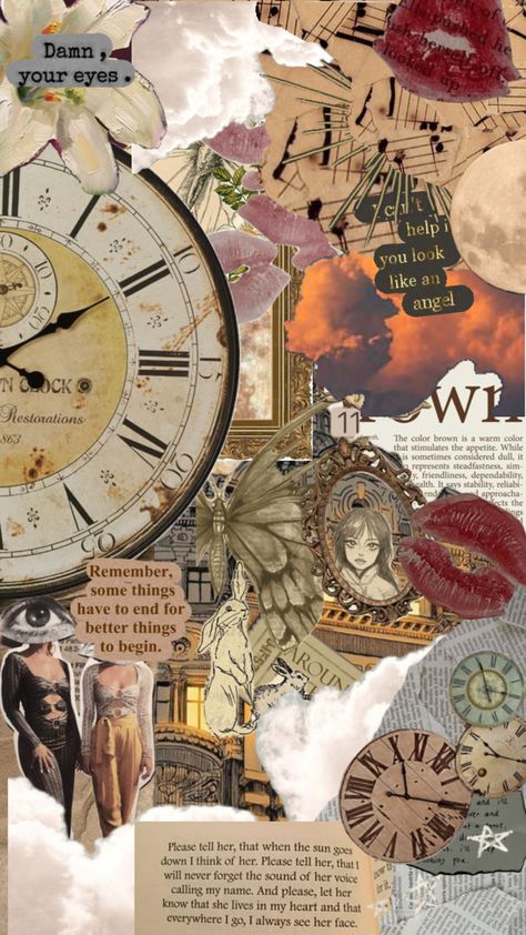 Dark academia, light academia, photo collage, moon, clocks, books, drawings Clock Collage, Dark Academia Collage, Academia Collage, Academia Light, Collage Ideas, Light Academia, Dark Academia, Warm Colors, Photo Collage