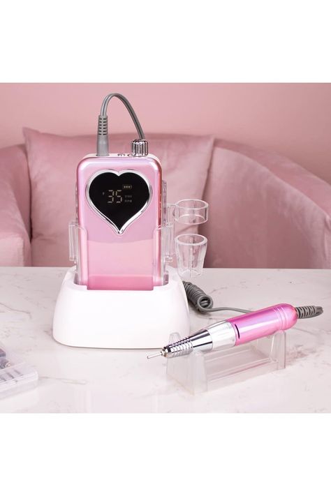 Professional Heart Nail Drill Rechargeable Desktop Base 35000RPM Manicure Electric Machine Nail File Pedicure Cordless Drilling (Pink) Summer Pedicure, Pedicure Colors, Nail Drill Machine, Nail Drill, Heart Nails, French Manicure, Nail File, Manicure And Pedicure, Fashion Nails