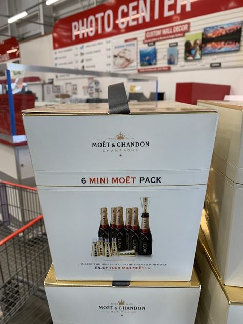 Costco sells the Moet Champagne 6 pack of mini's for $59.99. Scroll for photos. What a great way to ring in the holidays by celebrating with some Brut Champagne. The Moet winery has been around for ages & is considered a high quality champagne. This is the perfect box to celebrate an event.... Thanksgiving, Christmas, Birthday, Baby Shower, Engagement Party, etc. It comes with 6 x 187 mL bottles. #champagne #costco #moetchandon Mini Moet Bottles Champagne, Abba Party, Moet Champagne, 43rd Birthday, Moet Chandon Champagne, Champagne Gift, Mini Champagne, Christmas Gifts For Coworkers, Moet Chandon