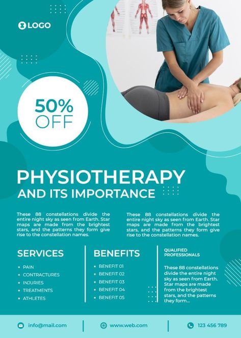 Abstract Monocolor Physiotherapy And Its Importance Poster Physiotherapy Pamphlets, Physiotherapy Poster, Physiotherapy Exercises, Physiotherapy Clinic, Happy Birthday Best Friend, Feed Ig, Leaflet Design, Instagram Ideas Post, Star Map