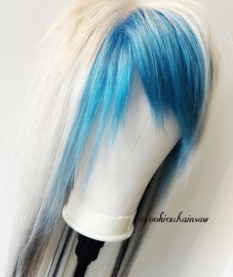 blue bangs with black & brown streaks for @wellkeptcrypt 🫶🏻 DM TO ORDER 🖤 I DO CUSTOMS ^_^ DM FOR PRICES * #scenehair #scenekid #scenegirl… | Instagram Scene Wig, Emo Scene Hair, Scene Queens, Emo Hair, Scene Girls, Scene Kids, Scene Hair, Emo Scene, Dream Hair