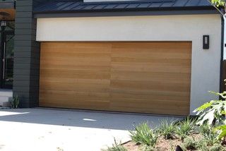 Modern Garage Doors - Modern - Orange County - by Ziegler Doors Inc. | Houzz Wooden Garage Door Repair, Duplex Facade, Brown Garage Door, Custom Wood Garage Doors, Contemporary Garage Doors, Double Garage Door, Contemporary Garage, Timber Garage, Street Appeal