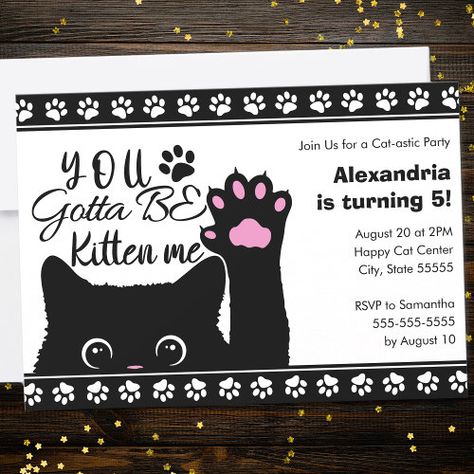 You Gotta Be Kitten Me Funny Cat Pattern Birthday for $3.39 - Birthday Invitations Pet Puns, Cat Kids, Kitten Love, Cat Fashion, Event Details, Cat Birthday, Cat Decor, Cat Accessories, Kids Stationery