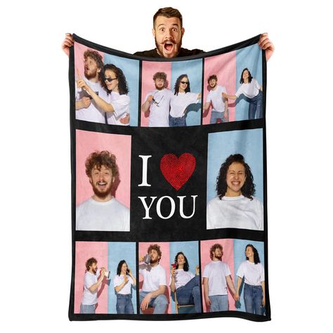 PRICES MAY VARY. Personalized Multi-Photo Blanket: Our customizable blanket allows you to add multiple photos, making it the perfect custom blanket for preserving your most cherished memories. Whether it's a couple's blanket for anniversaries, Valentine's Day, or a birthday gift for your boyfriend or girlfriend, this personalized throw blanket is a heartfelt way to say "I love you". Premium Cotton Blend Material: Made from a soft and durable cotton blend, our photo blanket is lightweight yet war Custom Blanket For Boyfriend, Gifts For Blue Collar Boyfriend, Couple Blanket, Customized Blanket, Couples Blanket, Personalized Throw Blanket, Custom Photo Blanket, Picture Blanket, Birthday Gifts For Boyfriend Diy