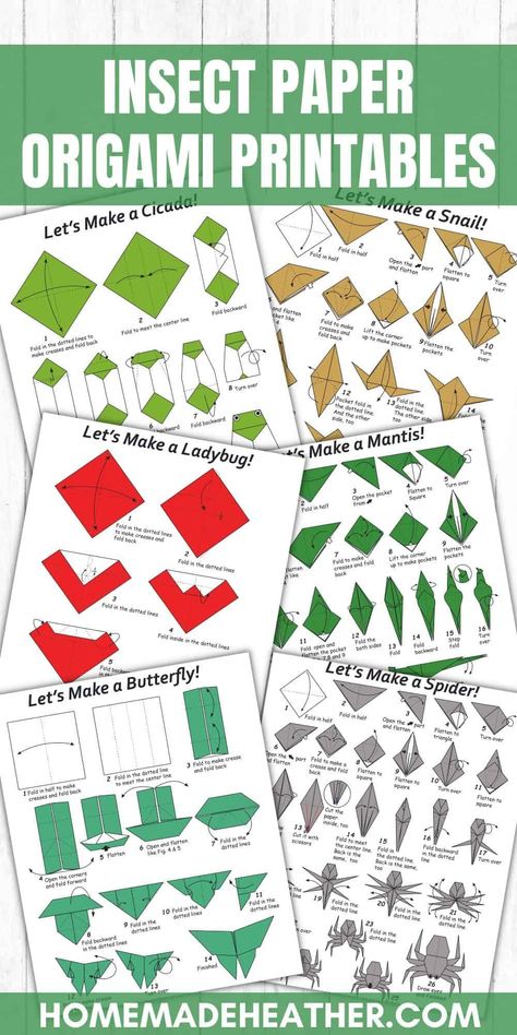 These free Origami Insect Printable Designs are great for keeping the kids busy. Simply download the design sheets for hours of creative fun! Free Origami Printables, Origami Ocean, Printable Origami Instructions, Origami Printables, Origami Insects, Diy With Kids, Origami Sheets, Paper Fish, 2024 Ideas