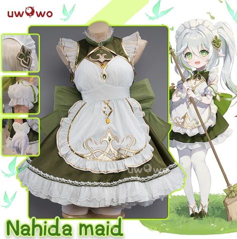 Nahida Cute, Genshin Costume, Nahida Cosplay, Genshin Impact Nahida, Hand Sleeves, Cosplay Maid, Genshin Impact Fanart, Genshin Cosplay, Fairy Ears