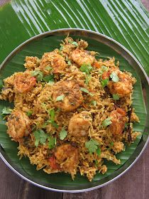 KARI LEAFS ... Malaysian flavour's: SPICY PRAWN BIRYANI Prawn Biryani Recipes, Prawn Biryani, Spicy Prawns, Indian Rice Recipes, Dum Biryani, Prawn Recipes, Biryani Recipe, South Indian Food, Sea Food