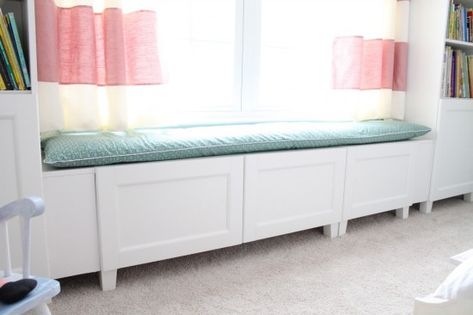 BESTA Window Seat for Little Girl Room - IKEA Hackers Window Seat Storage Bench, Window Storage Bench, Ikea Window Seat, Small Storage Bench, Ikea Sideboard, Bedroom Window Seat, Diy Window Seat, Window Seat Design, Window Seat Storage